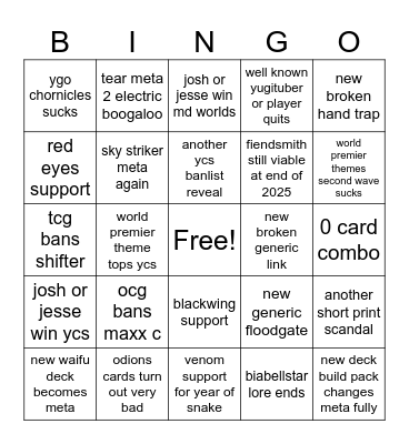 yugioh 2025 bingo Card