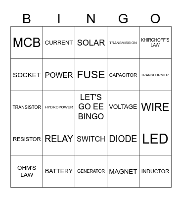 Win by Vertical/Horizontal/Diagonal Bingo Card