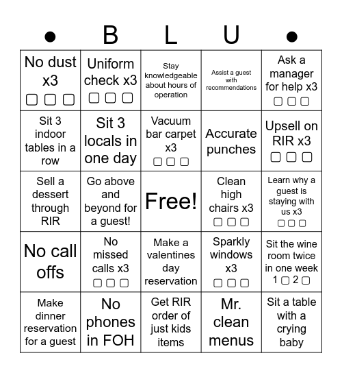 Hostess Bingo Card