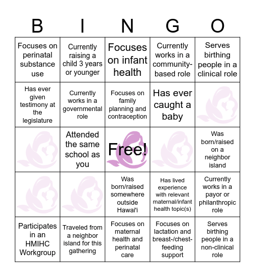 Maternal & Infant Health Bingo Card