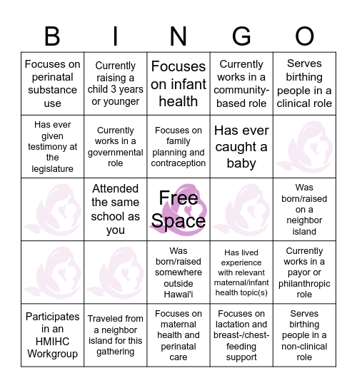 Maternal & Infant Health Bingo Card