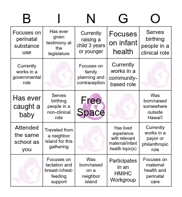 Maternal & Infant Health Bingo Card