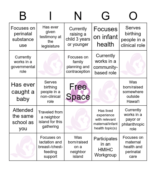 Maternal & Infant Health Bingo Card