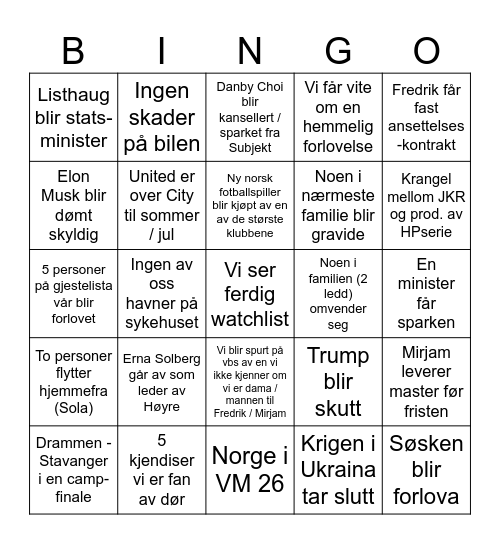 2025 bingo Card