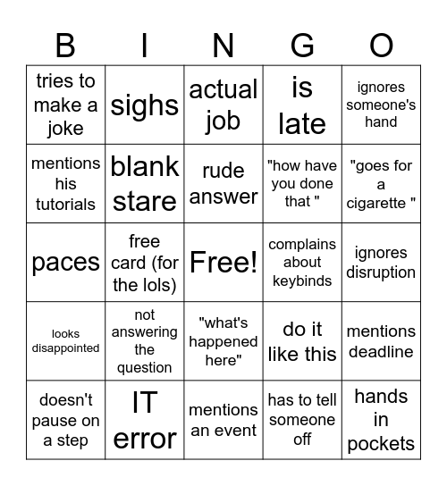 mark Bingo Card