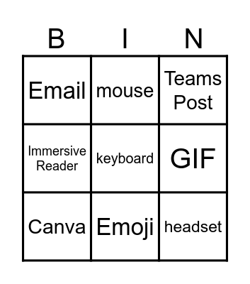 Digital Skills Term 1 Recap Bingo Card