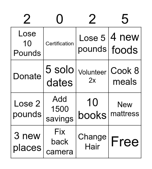 2025 Bingo Card