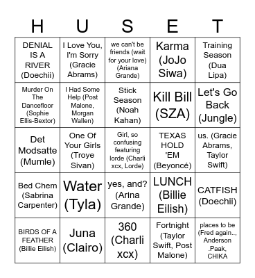 MUSIC YEAR 2024 Bingo Card