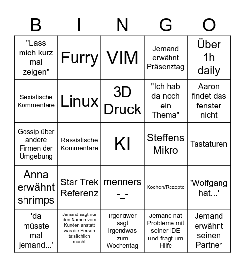 Daily Bingo Card