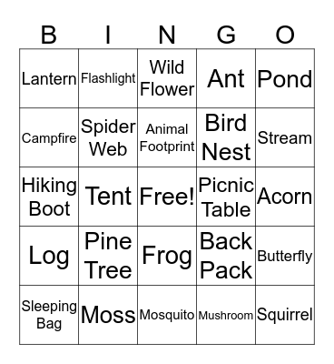 Camp Bingo Card