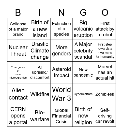 2025 Bingo Card