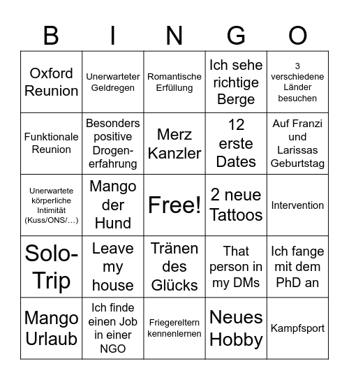 2025 Bingo Card