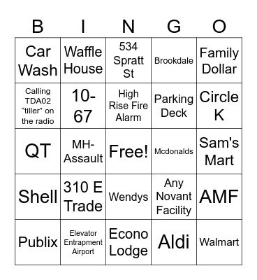 ALARM Bingo Card