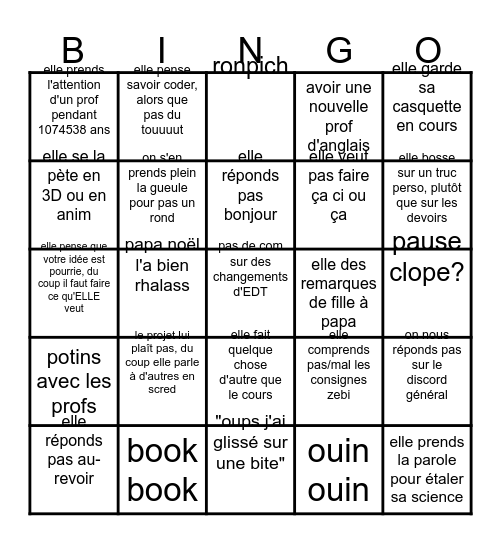 Bingo de Janvier (axé sur gok gok girl) Bingo Card