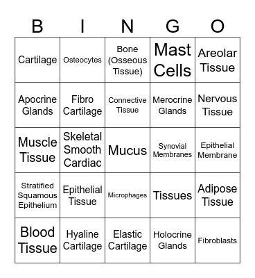 Tissues Bingo Card