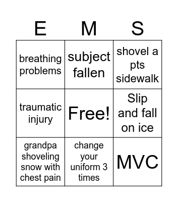 Snow Storm Edition Bingo Card