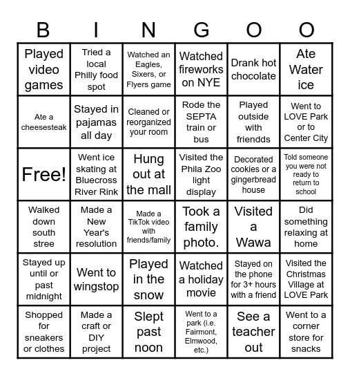 Welcome Back Bingo!!! Bingo Card