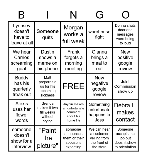 1st annual workplace Bingo Card