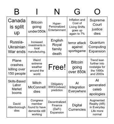 2025 Bingo Card