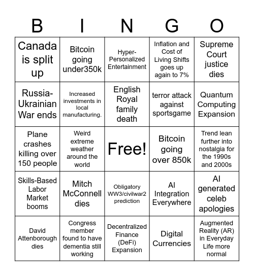 2025 Bingo Card