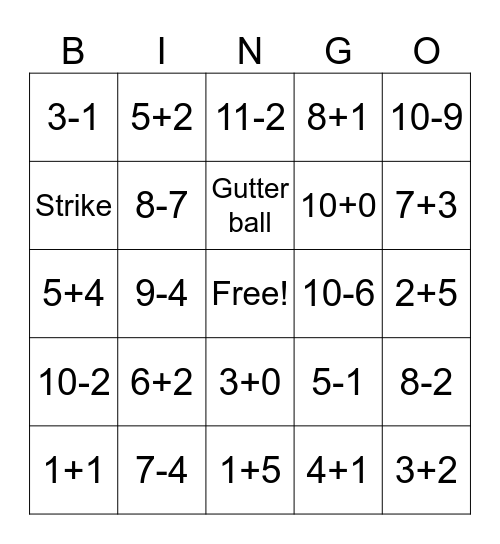 Bowling Bingo Card