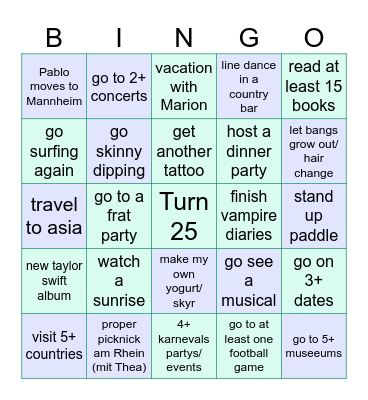 Magalie's 2025 Bingo Card