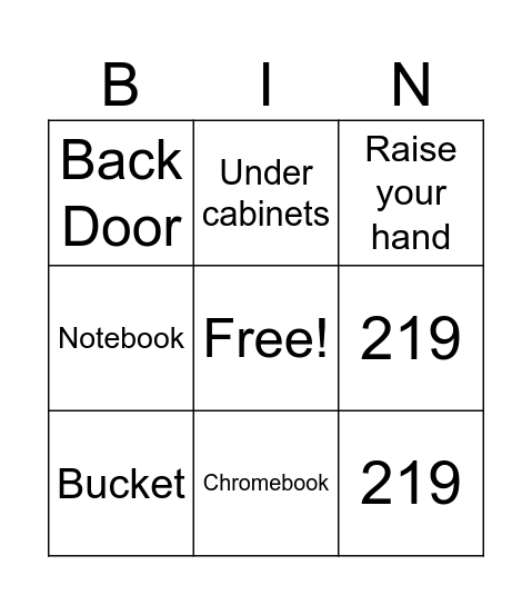 Miller's Classroom Bingo Card