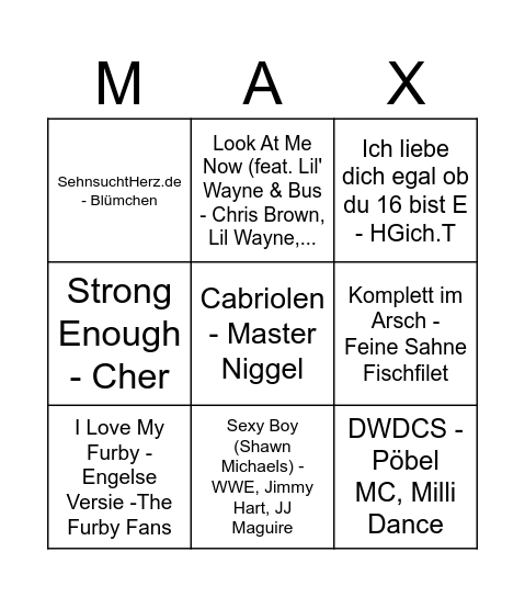 Maxi's Maximal Bingo Card