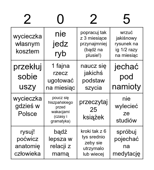 bingo noworoczne Bingo Card