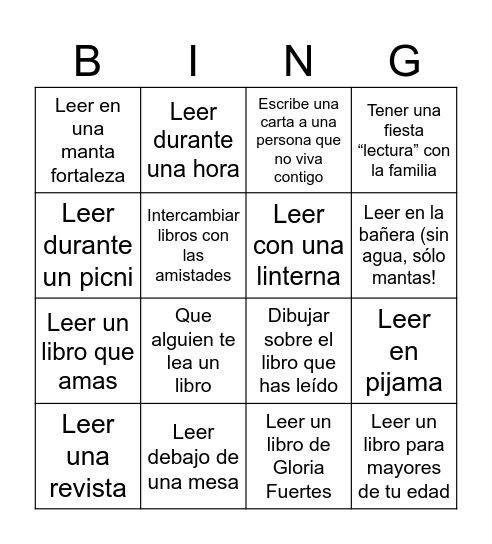 BINGO DEVORALIBROS Bingo Card