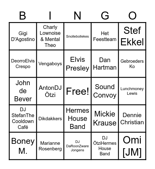 Swingo Bingo Card