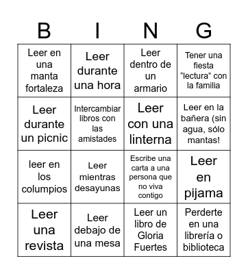 BINGO DEVORALIBROS Bingo Card