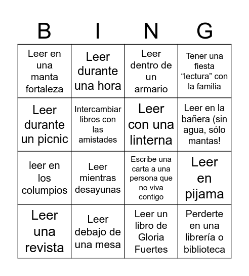 BINGO DEVORALIBROS Bingo Card