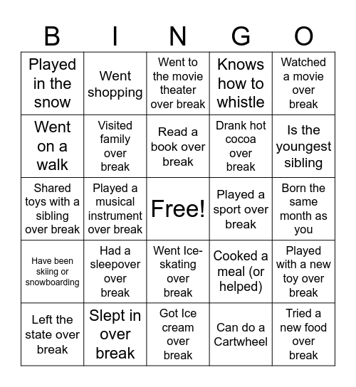 Happy New Year! Bingo Card