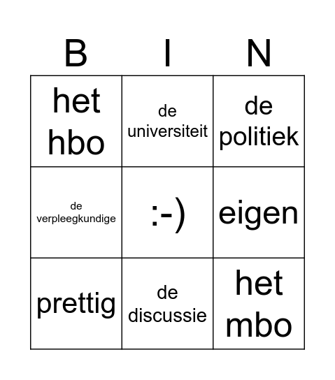 Woorden 5.1 en 5.2 Bingo Card