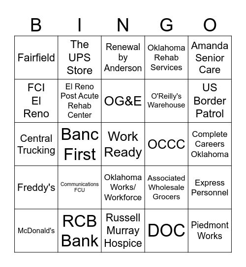 Work Ready Bingo Card