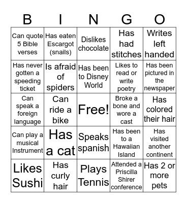 Find Someone Who... Bingo Card