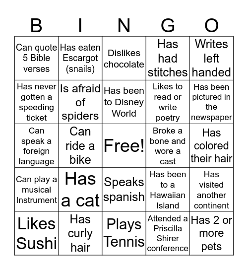 Find Someone Who... Bingo Card
