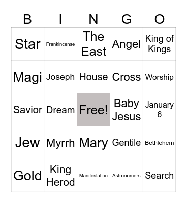 EPIPHANY Bingo Card