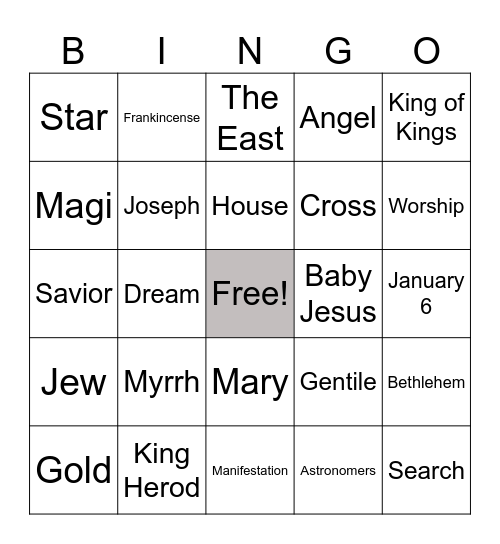 EPIPHANY Bingo Card
