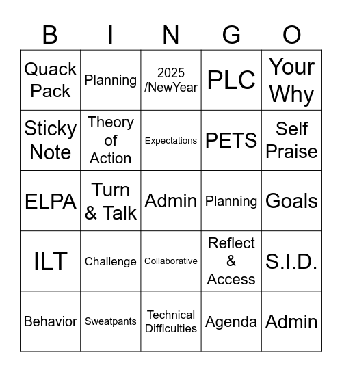 Good Times Bingo Card
