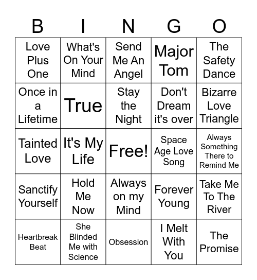 New Wave Bingo Card