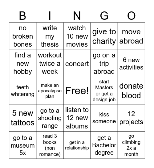 2025!! Bingo Card