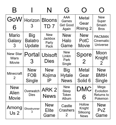 2025 Entertainment Bingo Card Bingo Card