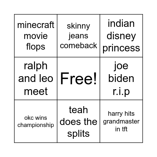 2025 PREDICTIONS Bingo Card