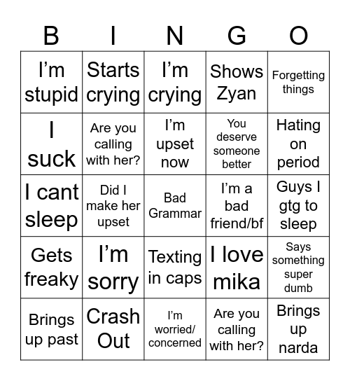 Zeca bingo Card