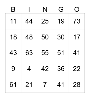 Meshoppen Cat Rescue  50/50 Bingo Card