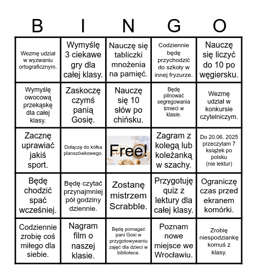 NOWOROCZNE POSTANOWIENIA Bingo Card