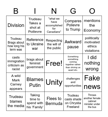 The Reckoning Bingo Card