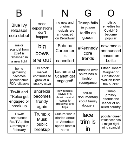 2025 BINGO Card